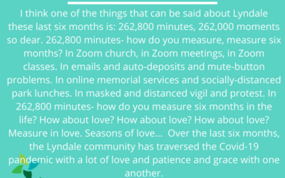 262,800 Minutes of Love Reflections on Six Months of the Pandemic at Lyndale UCC